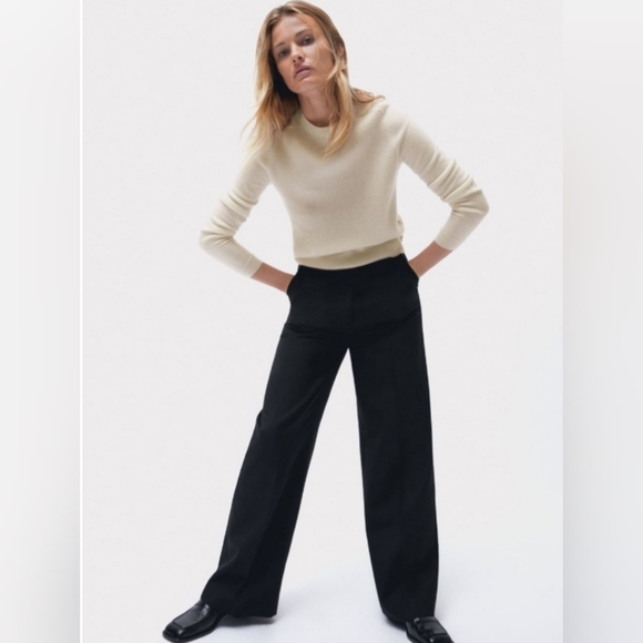 ZARA 100% cashmere sweater crew neck cream beige ivory M - Picture 2 of 11